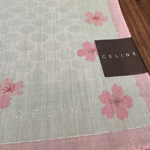Celine Pink Floral Scarf/Handkerchief (19" x 19.5") - Picture 3 of 5